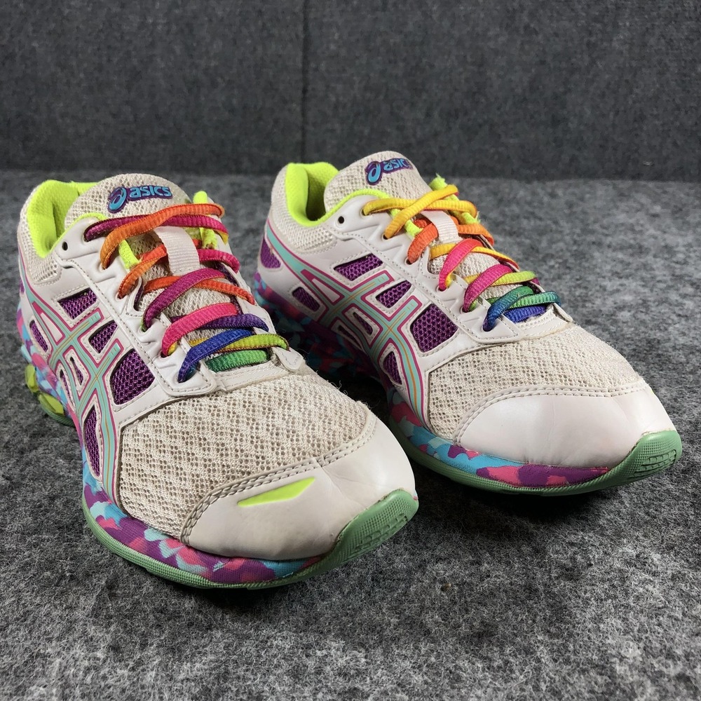 Asics GEL Frantic 2 Running Shoes Womens 6 Purple Neon Multicolor T3A6Q Athletic